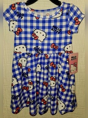 Hello Kitty Blue Gingham Dress with Red Bows NWT 2T